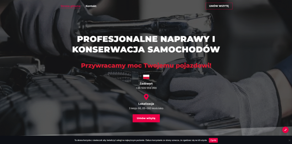 home page mk motor servis screen